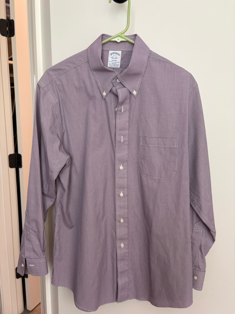 Brooks Brothers Men's Lilac Micro-Check Button-Down Dress Shirt